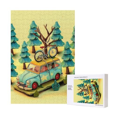 Cartoon Auto Outdoor bedrucktes hölzernes Intelligenz-Puzzle 28 x 40 cm – 300 Teile (verpackt) Puzzle, Lernspiel für Erwachsene – Heimdekorationspuzzle von JKSEEPYN