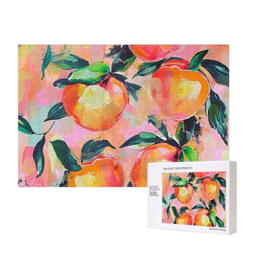 Colorful_Peach Intelligenz-Puzzle aus Holz, bedruckt, 40 x 28 cm, 300 Teile (verpackt), Lernspiel für Erwachsene, Heimdekoration, Puzzle von JKSEEPYN