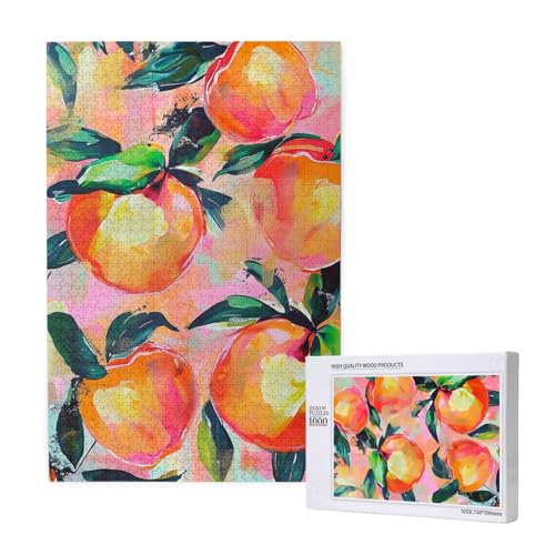 Colorful_Peach Intelligenz-Puzzle aus Holz, bedruckt, 50 x 75 cm, 1000 Teile (verpackt), Puzzle, Lernspiel für Erwachsene, Heimdekoration, Puzzle von JKSEEPYN