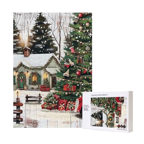 Farmhouse Intelligenz-Puzzle aus Holz, bedruckt, 28 x 40 cm, 300 Teile (verpackt), Lernspiel für Erwachsene, Heimdekoration, Puzzle von JKSEEPYN