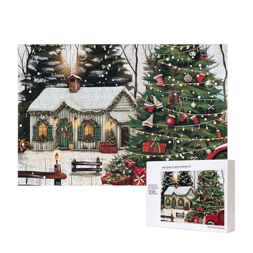 Farmhouse Intelligenz-Puzzle aus Holz, bedruckt, 40 x 28 cm, 300 Teile (verpackt), Lernspiel für Erwachsene, Heimdekoration, Puzzle von JKSEEPYN