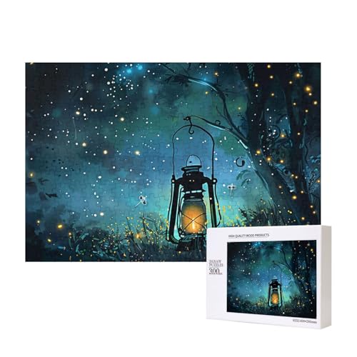 Glühwürmchen und Laterne, bedrucktes Intelligenz-Puzzle aus Holz, 40 x 28 cm, 300 Teile (verpackt), Puzzle, Lernspiel für Erwachsene, Heimdekoration, Puzzle von JKSEEPYN