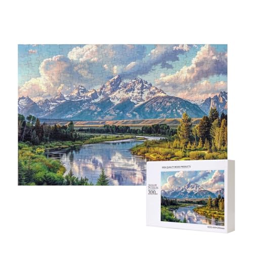 Grand Teton National Park Intelligenz-Puzzle aus Holz, bedruckt, 40 x 28 cm, 300 Teile (verpackt), Lernspiel für Erwachsene, Heimdekoration, Puzzle von JKSEEPYN