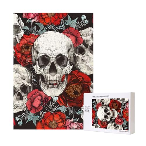 Halloween Schädel gedruckt Holz Intelligenz Puzzle 28 x 40 cm – 300 Teile (verpackt) Puzzle Lernspiel für Erwachsene – Heimdekoration Puzzle von JKSEEPYN