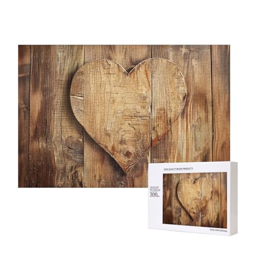 Holzherz, bedrucktes Intelligenz-Puzzle aus Holz, 40 x 28 cm, 300 Teile (verpackt), Puzzle, Lernspiel für Erwachsene, Heimdekoration, Puzzle von JKSEEPYN