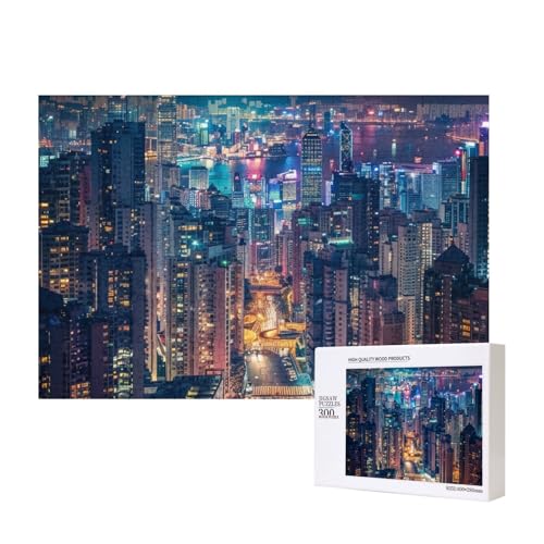 Hongkong Intelligenz-Puzzle aus Holz, bedruckt, 40 x 28 cm, 300 Teile (verpackt), Lernspiel für Erwachsene, Heimdekoration, Puzzle von JKSEEPYN