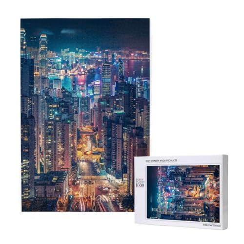 Hongkong Intelligenz-Puzzle aus Holz, bedruckt, 50 x 75 cm, 1000 Teile (verpackt), Lernspiel für Erwachsene, Heimdekoration, Puzzle von JKSEEPYN
