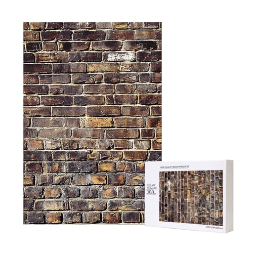 Industrielle Ziegelmauer-Hintergrund, bedrucktes Intelligenz-Puzzle aus Holz, 28 x 40 cm, 300 Teile (verpackt), Puzzle, Lernspiel für Erwachsene, Heimdekoration, Puzzle von JKSEEPYN