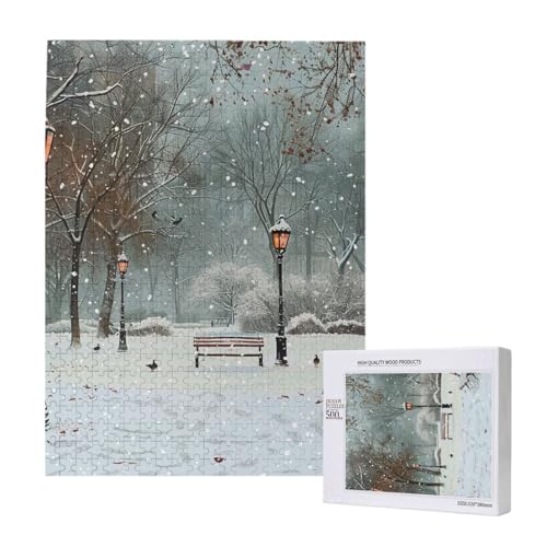 Intelligenz-Puzzle, Motiv: Schnee fällt im Park, 38 x 52 cm, 500 Teile (verpackt), Lernspiel für Erwachsene, Heimdekoration, Puzzle von JKSEEPYN