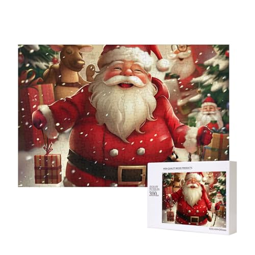 Intelligenz-Puzzle "Merry Christmas", aus Holz, bedruckt, 40 x 28 cm, 300 Teile (in Box), Lernspiel für Erwachsene, Heimdekoration, Puzzle von JKSEEPYN