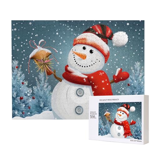 Intelligenz-Puzzle "Merry Christmas" aus Holz, 52 x 38 cm, 500 Teile (verpackt), Lernspiel für Erwachsene, Heimdekoration, Puzzle von JKSEEPYN