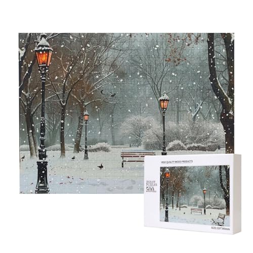 Intelligenz-Puzzle "Snow Falling in The Park", 52 x 38 cm, 500 Teile (verpackt), Lernspiel für Erwachsene, Heimdekoration, Puzzle von JKSEEPYN