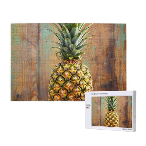Intelligenz-Puzzle aus Holz, 75 x 50 cm, Ananas, 1 bedruckt, 1000 Teile (verpackt), Puzzle, Lernspiel für Erwachsene, Heimdekoration, Puzzle von JKSEEPYN