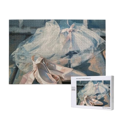 Intelligenz-Puzzle aus Holz, 75 x 50 cm, Ballettschuh, bedruckt, 1000 Teile (verpackt), Puzzle, Lernspiel für Erwachsene, Heimdekoration, Puzzle von JKSEEPYN