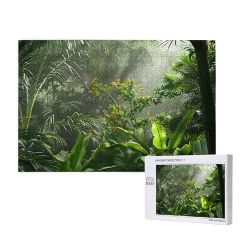 Intelligenz-Puzzle aus Holz, 75 x 50 cm, Blumen im tropischen Regenwald, bedruckt, 1000 Teile (verpackt), Puzzle, Lernspiel für Erwachsene, Heimdekoration, Puzzle von JKSEEPYN