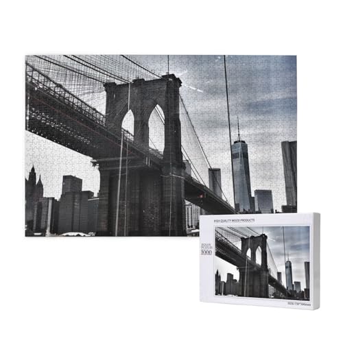 Intelligenz-Puzzle aus Holz, 75 x 50 cm, Brooklyn Bridge, bedruckt, 1000 Teile (verpackt), Puzzle, Lernspiel für Erwachsene, Heimdekoration, Puzzle von JKSEEPYN