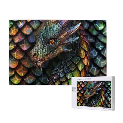 Intelligenz-Puzzle aus Holz, 75 x 50 cm, Drachenmaßstab, bedruckt, 1000 Teile (verpackt), Puzzle, Lernspiel für Erwachsene, Heimdekoration, Puzzle von JKSEEPYN