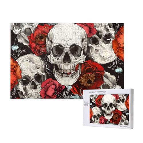 Intelligenz-Puzzle aus Holz, 75 x 50 cm, Halloween-Schädel, bedruckt, 1000 Teile (verpackt), Puzzle, Lernspiel für Erwachsene, Heimdekoration, Puzzle von JKSEEPYN