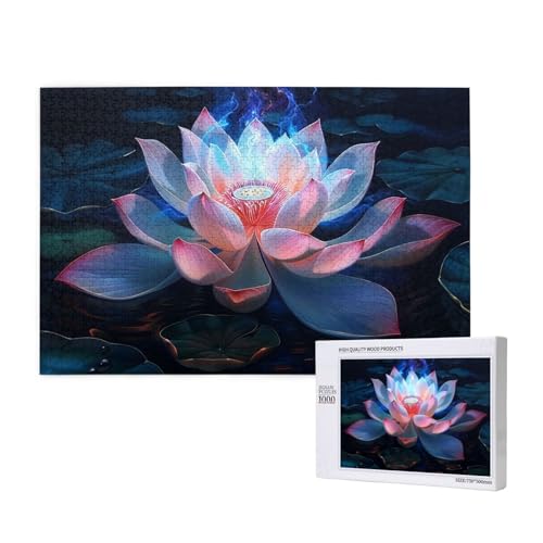 Intelligenz-Puzzle aus Holz, 75 x 50 cm, Lotusblüte, bedruckt, 1000 Teile (verpackt), Puzzle, Lernspiel für Erwachsene, Heimdekoration, Puzzle von JKSEEPYN