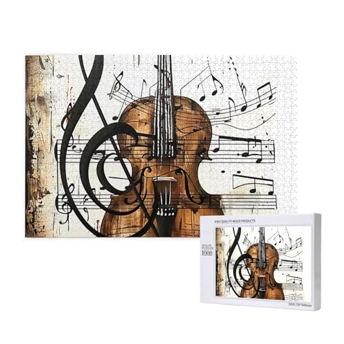Intelligenz-Puzzle aus Holz, 75 x 50 cm, Musikdruck, 1000 Teile (verpackt), Puzzle, Lernspiel für Erwachsene, Heimdekoration, Puzzle von JKSEEPYN