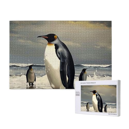 Intelligenz-Puzzle aus Holz, 75 x 50 cm, Pinguin, bedruckt, 1000 Teile (verpackt), Puzzle, Lernspiel für Erwachsene, Heimdekoration, Puzzle von JKSEEPYN