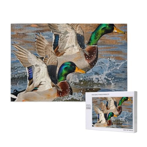 Intelligenz-Puzzle aus Holz, 75 x 50 cm, Stockente, bedruckt, 1000 Teile (verpackt), Puzzle, Lernspiel für Erwachsene, Heimdekoration, Puzzle von JKSEEPYN