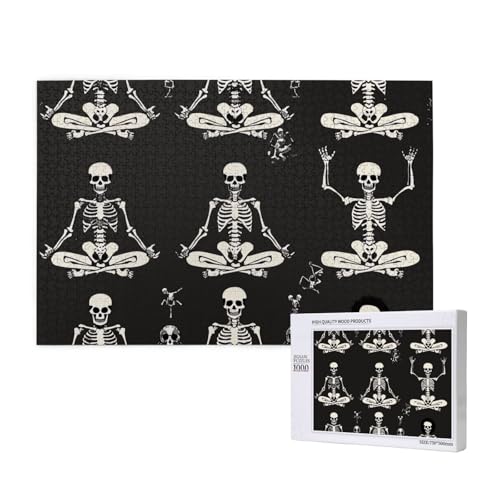 Intelligenz-Puzzle aus Holz, 75 x 50 cm, Totenkopf-Yoga, bedruckt, 1000 Teile (verpackt), Puzzle, Lernspiel für Erwachsene, Heimdekoration, Puzzle von JKSEEPYN