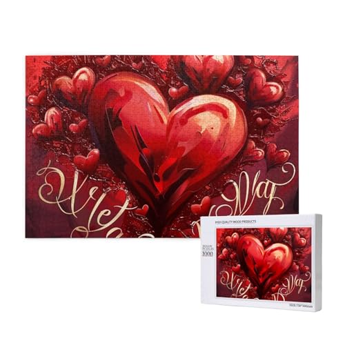 Intelligenz-Puzzle aus Holz, 75 x 50 cm, Valentinstag, bedruckt, 1000 Teile (verpackt), Puzzle, Lernspiel für Erwachsene, Heimdekoration, Puzzle von JKSEEPYN