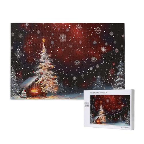 Intelligenz-Puzzle aus Holz, 75 x 50 cm, Weihnachtsdruck, 1000 Teile (verpackt), Puzzle, Lernspiel für Erwachsene, Heimdekoration, Puzzle von JKSEEPYN