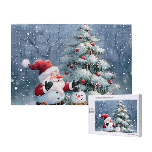 Intelligenz-Puzzle aus Holz, 75 x 50 cm, Weihnachtsmann, Schneemann, bedruckt, 1000 Teile (verpackt), Puzzle, Lernspiel für Erwachsene, Heimdekoration, Puzzle von JKSEEPYN