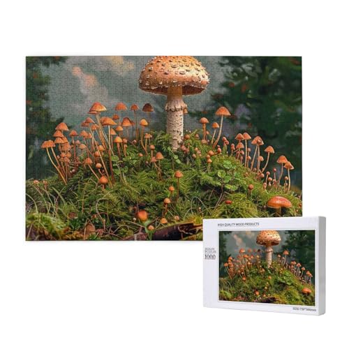 Intelligenz-Puzzle aus Holz, 75 x 50 cm, Wildpilz, bedruckt, 1000 Teile (verpackt), Puzzle, Lernspiel für Erwachsene, Heimdekoration, Puzzle von JKSEEPYN