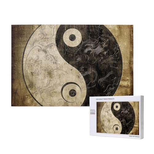 Intelligenz-Puzzle aus Holz, 75 x 50 cm, Yin_Yang_Symbol, bedruckt, 1000 Teile (verpackt), Puzzle, Lernspiel für Erwachsene, Heimdekoration, Puzzle von JKSEEPYN