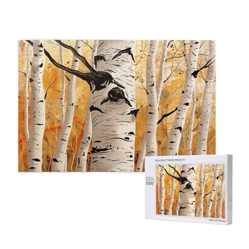 Intelligenz-Puzzle aus Holz, 75 x 50 cm, bunter Birkenbaum, bedruckt, 1000 Teile (verpackt), Puzzle, Lernspiel für Erwachsene, Heimdekoration, Puzzle von JKSEEPYN