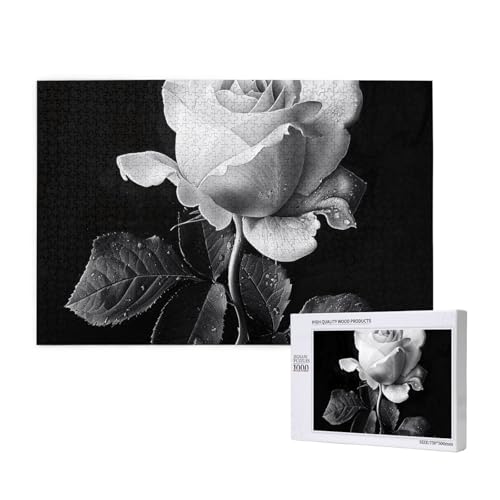 Intelligenz-Puzzle aus Holz, 75 x 50 cm, einfarbige Rose, bedruckt, 1000 Teile (verpackt), Puzzle, Lernspiel für Erwachsene, Heimdekoration, Puzzle von JKSEEPYN