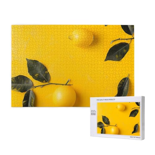 Intelligenz-Puzzle aus Holz, 75 x 50 cm, gelbe Zitrone, 1 bedruckt, 1000 Teile (verpackt), Puzzle, Lernspiel für Erwachsene, Heimdekoration, Puzzle von JKSEEPYN