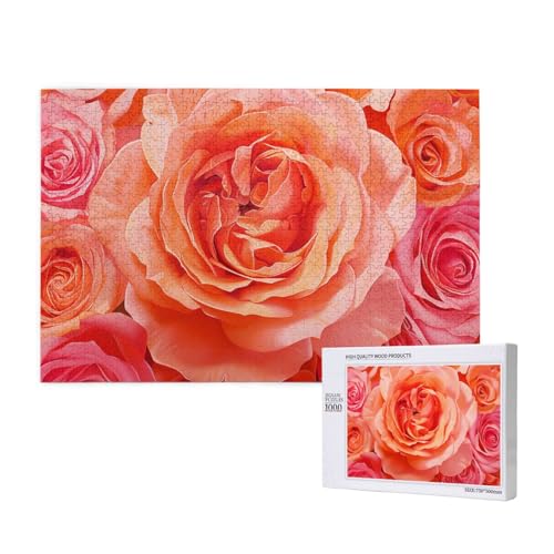 Intelligenz-Puzzle aus Holz, 75 x 50 cm, leuchtende schöne Rose, bedruckt, 1000 Teile (verpackt), Puzzle, Lernspiel für Erwachsene, Heimdekoration, Puzzle von JKSEEPYN