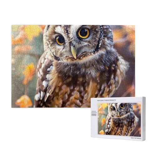 Intelligenz-Puzzle aus Holz, 75 x 50 cm, niedliche Eule, bedruckt, 1000 Teile (verpackt), Puzzle, Lernspiel für Erwachsene, Heimdekoration, Puzzle von JKSEEPYN