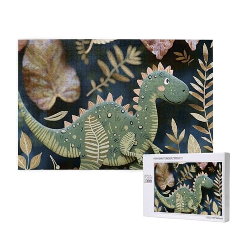 Intelligenz-Puzzle aus Holz, 75 x 50 cm, niedlicher Dinosaurier, bedruckt, 1000 Teile (verpackt), Puzzle, Lernspiel für Erwachsene, Heimdekoration, Puzzle von JKSEEPYN
