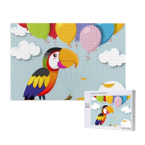 Intelligenz-Puzzle aus Holz, 75 x 50 cm, niedlicher Papagei, bedruckt, 1000 Teile (verpackt), Puzzle, Lernspiel für Erwachsene, Heimdekoration, Puzzle von JKSEEPYN