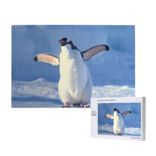 Intelligenz-Puzzle aus Holz, 75 x 50 cm, niedlicher Pinguin, bedruckt, 1000 Teile (verpackt), Puzzle, Lernspiel für Erwachsene, Heimdekoration, Puzzle von JKSEEPYN