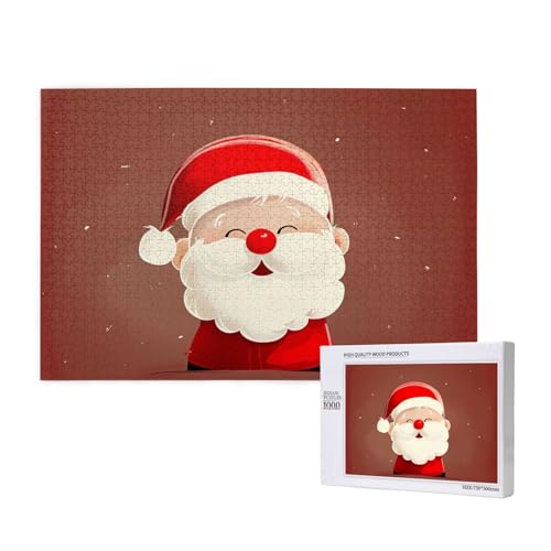 Intelligenz-Puzzle aus Holz, 75 x 50 cm, niedlicher Weihnachtsmann, bedruckt, 1000 Teile (verpackt), Puzzle, Lernspiel für Erwachsene, Heimdekoration, Puzzle von JKSEEPYN