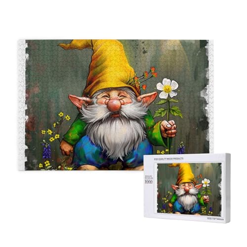 Intelligenz-Puzzle aus Holz, 75 x 50 cm, niedlicher Zwerg, 1 bedruckt, 1000 Teile (verpackt), Puzzle, Lernspiel für Erwachsene, Heimdekoration, Puzzle von JKSEEPYN