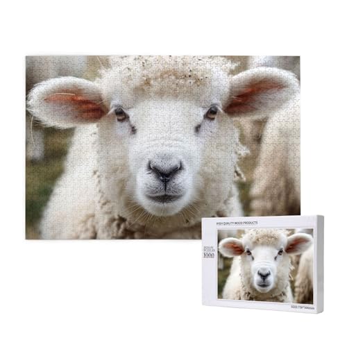 Intelligenz-Puzzle aus Holz, 75 x 50 cm, niedliches Schaf, Lamm, bedruckt, 1000 Teile (verpackt), Puzzle, Lernspiel für Erwachsene, Heimdekoration, Puzzle von JKSEEPYN