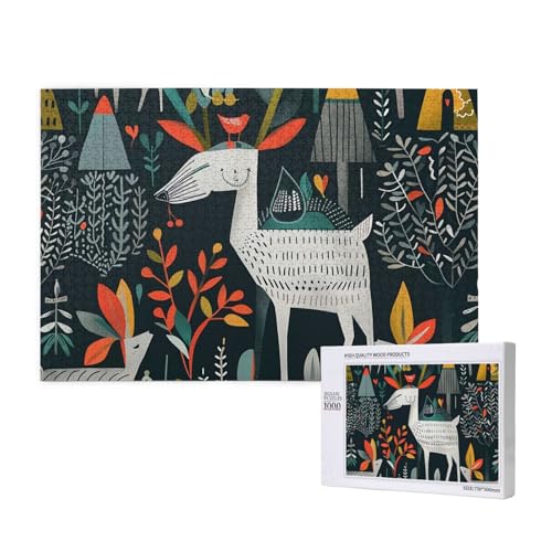 Intelligenz-Puzzle aus Holz, 75 x 50 cm, skandinavische Tiere, bedruckt, 1000 Teile (verpackt), Puzzle, Lernspiel für Erwachsene, Heimdekoration, Puzzle von JKSEEPYN