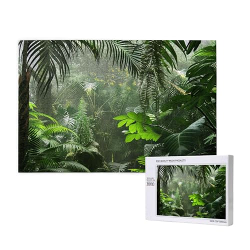 Intelligenz-Puzzle aus Holz, 75 x 50 cm, tropischer Regenwald, bedruckt, 1000 Teile (verpackt), Puzzle, Lernspiel für Erwachsene, Heimdekoration, Puzzle von JKSEEPYN