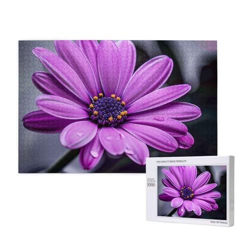 Intelligenz-Puzzle aus Holz, 75 x 50 cm, violette Blume, bedruckt, 1000 Teile (verpackt), Puzzle, Lernspiel für Erwachsene, Heimdekoration, Puzzle von JKSEEPYN
