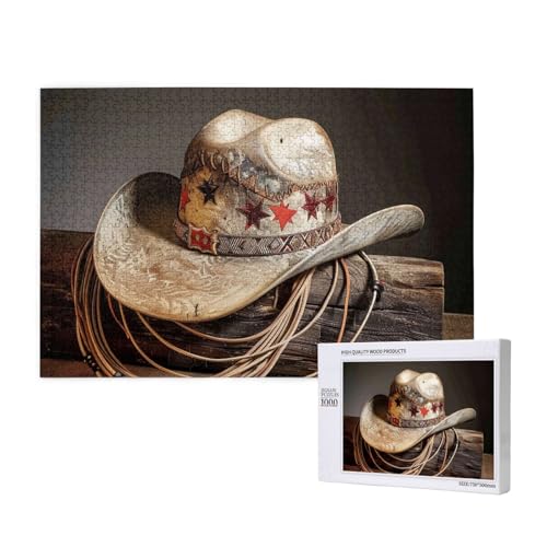 Intelligenz-Puzzle aus Holz, 75 x 50 cm – American West Rodeo Hut, bedruckt, 1000 Teile (verpackt), Puzzle, Lernspiel für Erwachsene, Heimdekoration, Puzzle von JKSEEPYN