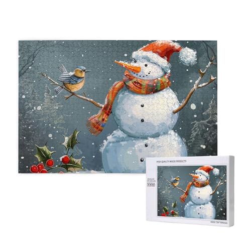 Intelligenz-Puzzle aus Holz, 75 x 50 cm – Frohe Weihnachten 1 gedruckt, 1000 Teile (verpackt), Puzzle, Lernspiel für Erwachsene, Heimdekoration, Puzzle von JKSEEPYN
