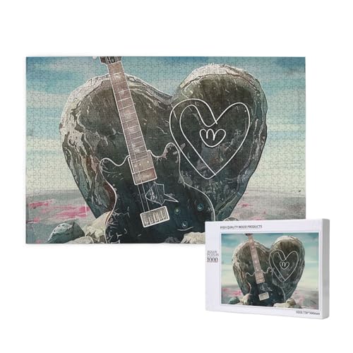 Intelligenz-Puzzle aus Holz, 75 x 50 cm – Love Rock gedruckt 1000 Teile (verpackt), Puzzle, Lernspiel für Erwachsene, Heimdekoration, Puzzle von JKSEEPYN