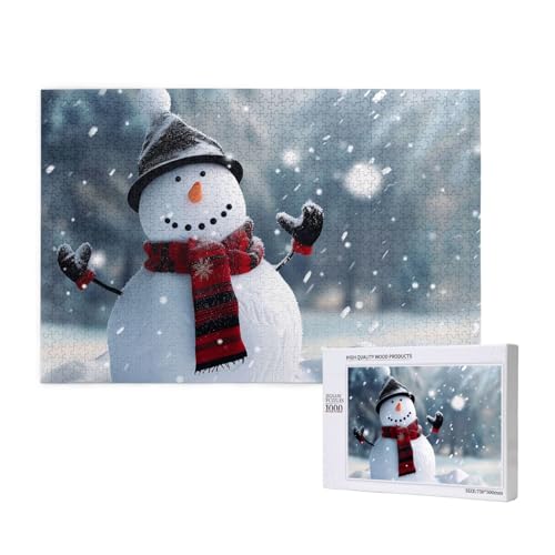 Intelligenz-Puzzle aus Holz, 75 x 50 cm – Weihnachtspuzzle, glücklicher Schneemann, bedruckt, 1000 Teile (verpackt), Puzzle, Lernspiel für Erwachsene, Heimdekoration, Puzzle von JKSEEPYN